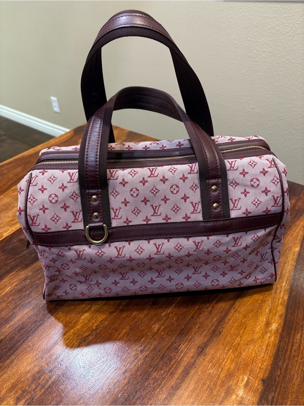 Louis Vuitton Pink Monogram Canvas Duffel with Brown Trim